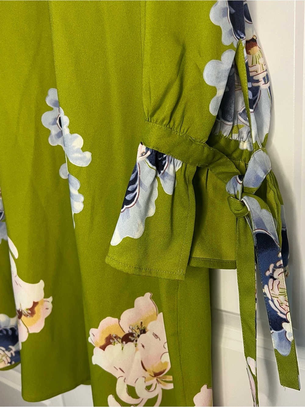 LOFT Green Floral Dress with Blue Accents - Picture 2 of 5